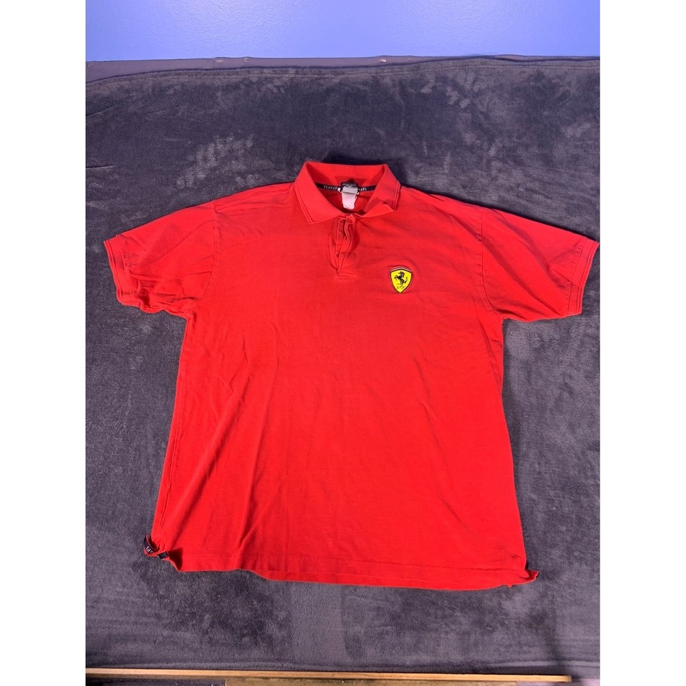 Ferrari Official Product Scuderia Men's Polo XL Red Two-button Placket